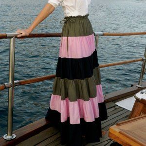 Anthrolplogie Penelope Tiered Color Block Skirt by Hutch Sz M NWOT
